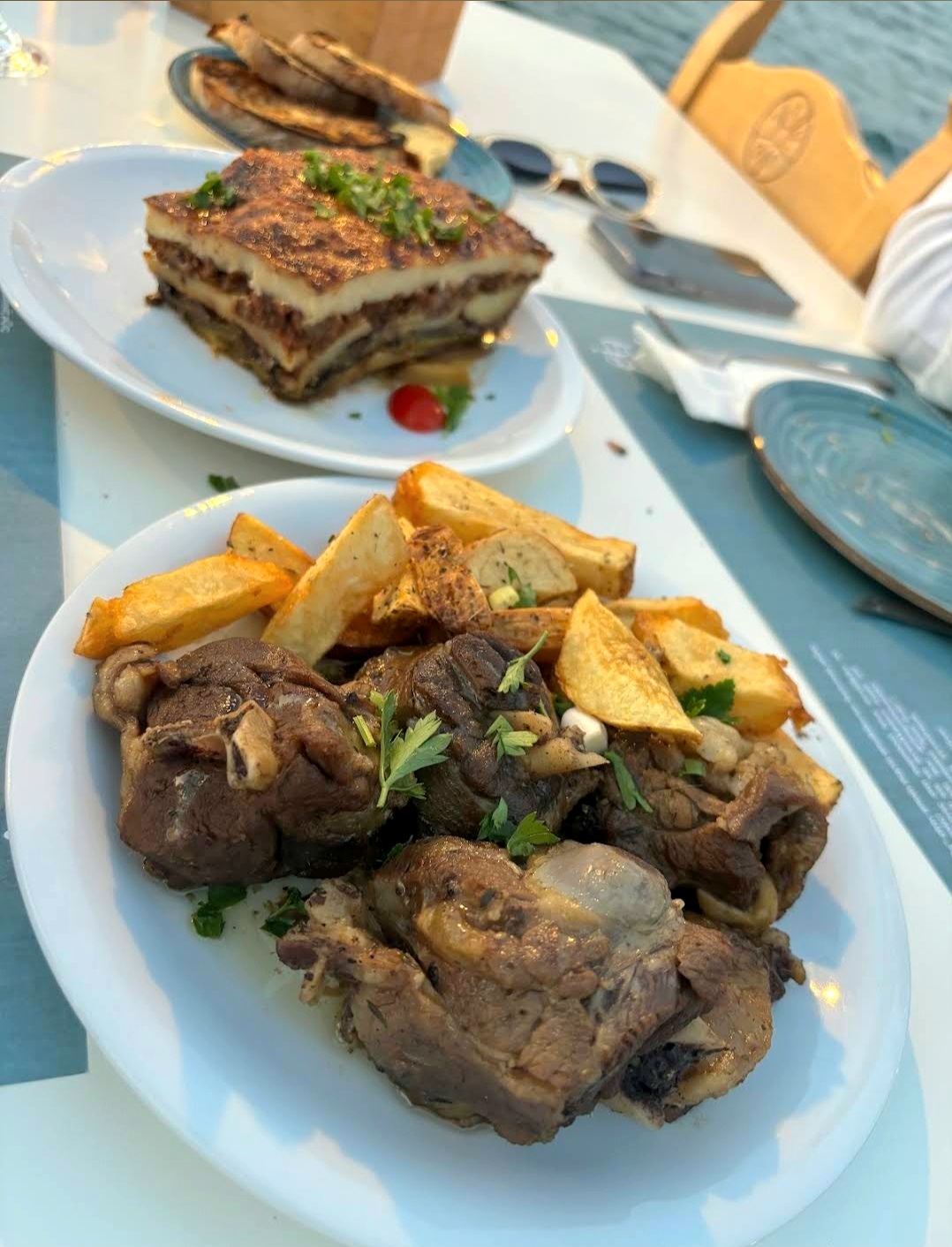 Lamb and moussakas on eviva kissamos